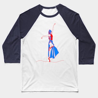 RED, WHITE AND BLUE DANCING GIRL Baseball T-Shirt